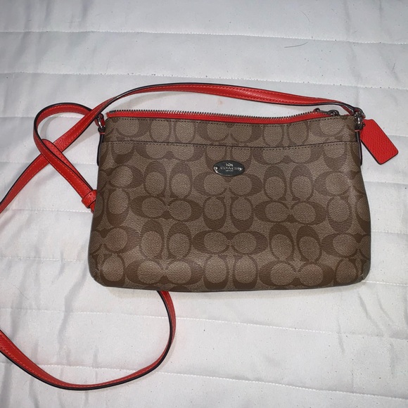 Coach Handbags - Coach | Orange & Tan | Crossbody Bag